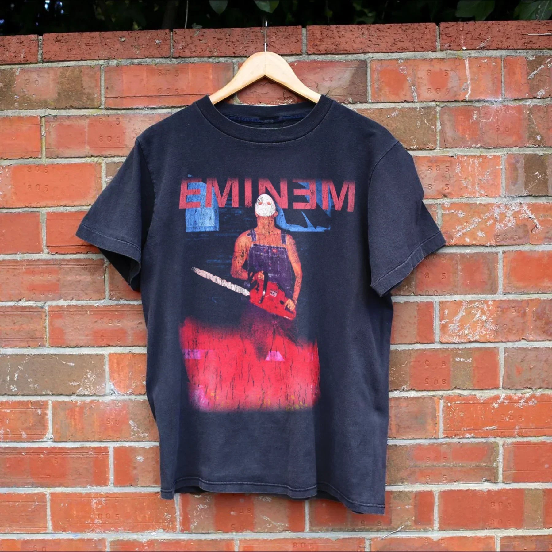 RARE EMINEM 2001 EUROPEAN TOUR MERCH WASHED BLACK T-SHIRT