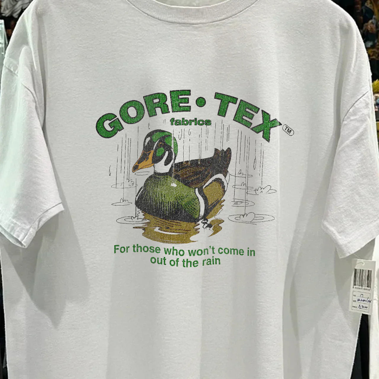 90s G0RE-TEX FABRICS PROMO RARE WASHED WHITE T-SHIRT