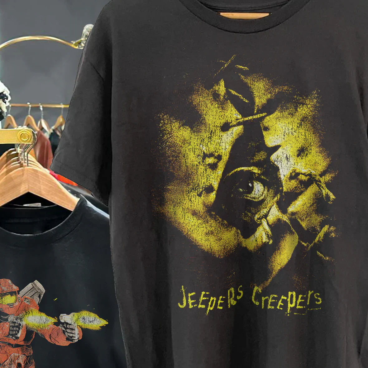 JEEPERS CREEPERS 2001 PROMO VINTAGE WASHED BLACK T-SHIRT
